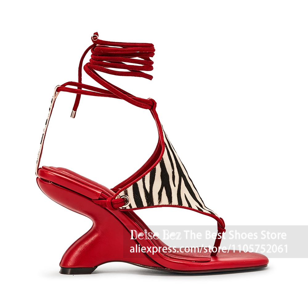 Sandal Strappy Heeled - Sandalias de tacón esculpido con estampado