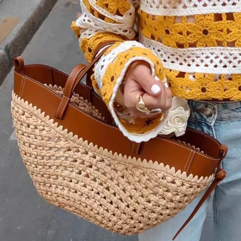 Bolso de playa tejido hueco de - Crochet Bag Raffia reseña y precio