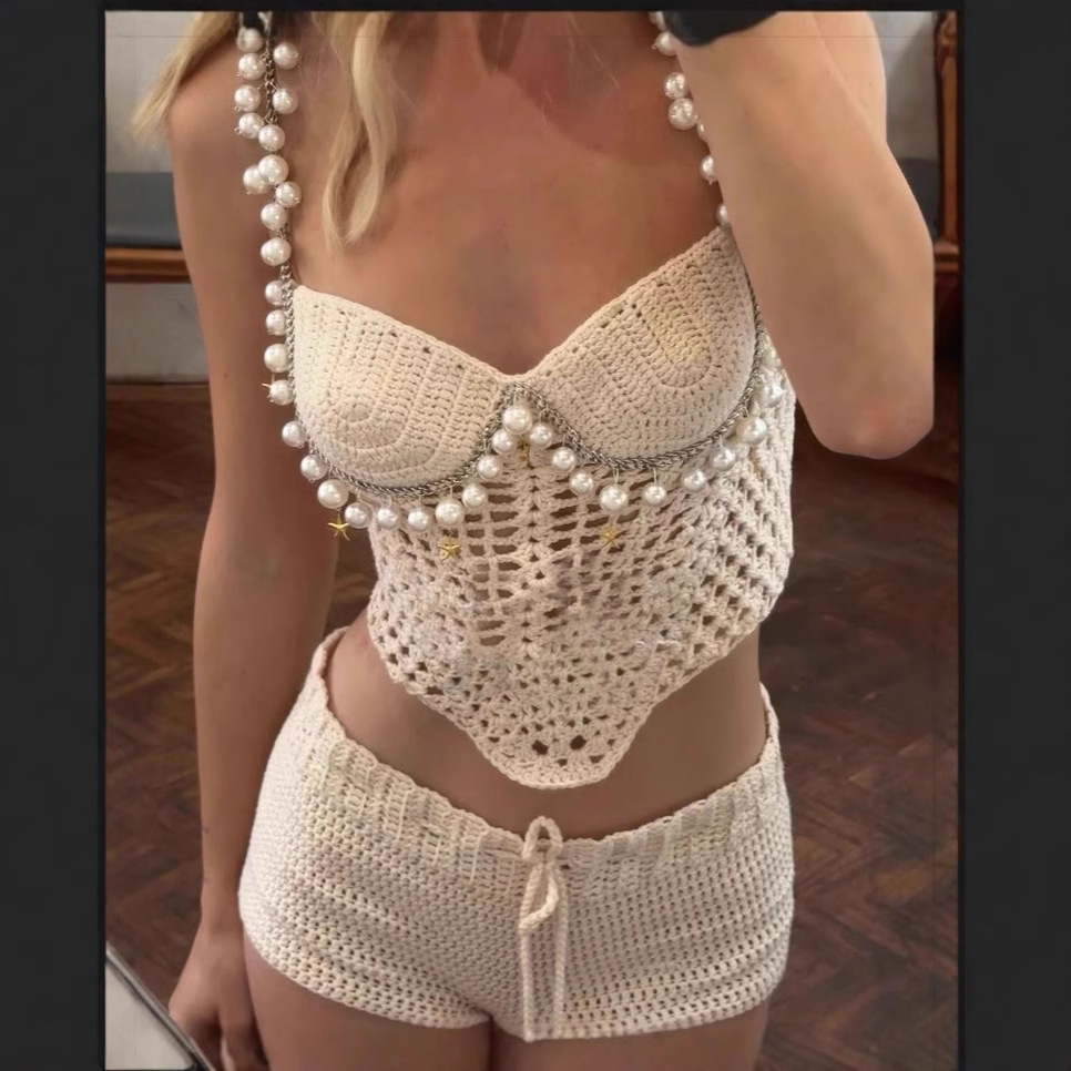 Conjuntos de chaleco corto de  - Crop Top Crochet reseña y precio